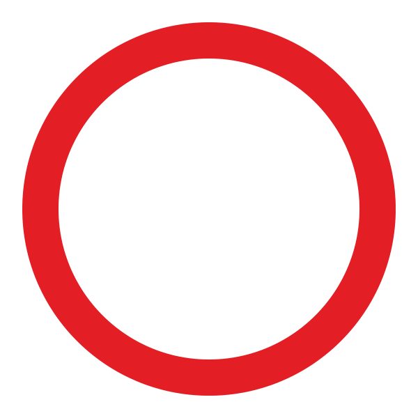 A white circular sign with a red border.