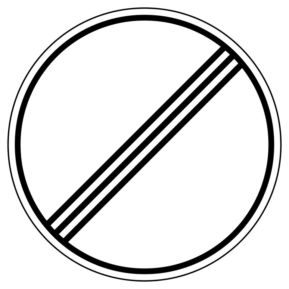 White circle with dark outline and a diagonal group of black parallel strokes rising left to right.