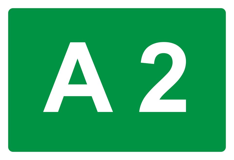 Green rectangular panel with white text A 2.