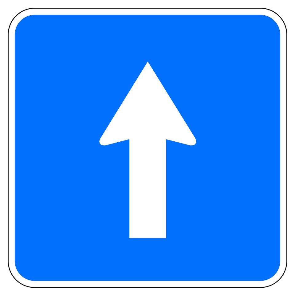 Blue square with a straight white upward arrow.