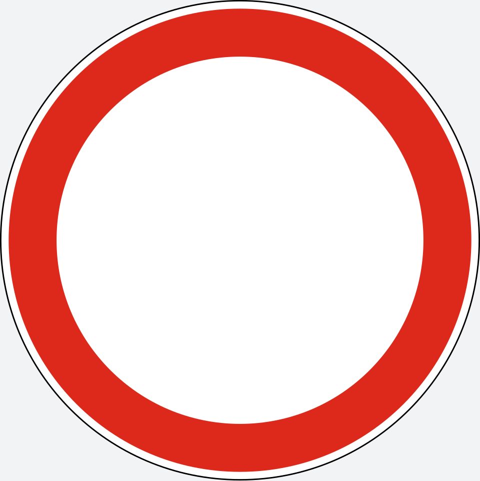 Plain white circle with a thick red border and no central symbol.