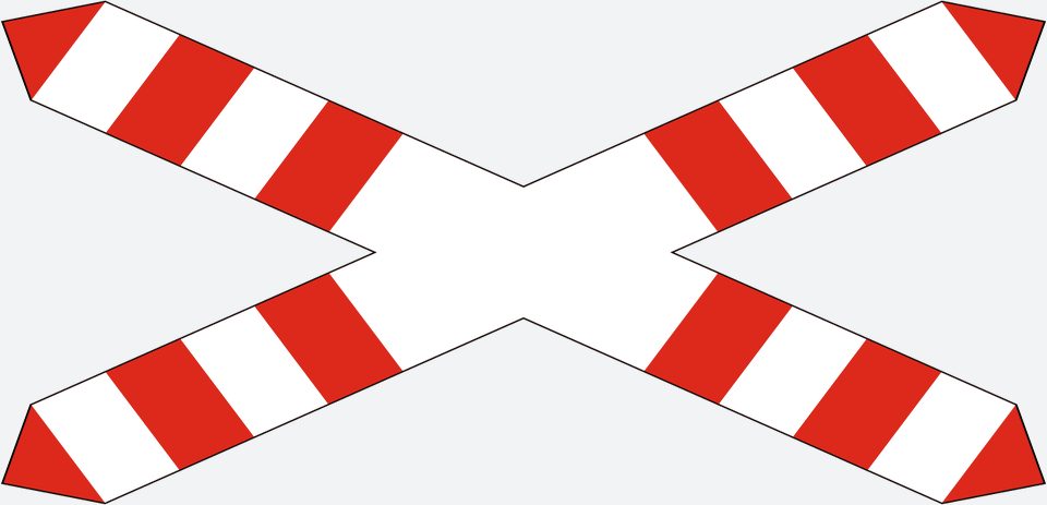 A single pair of red-and-white crossed bars.