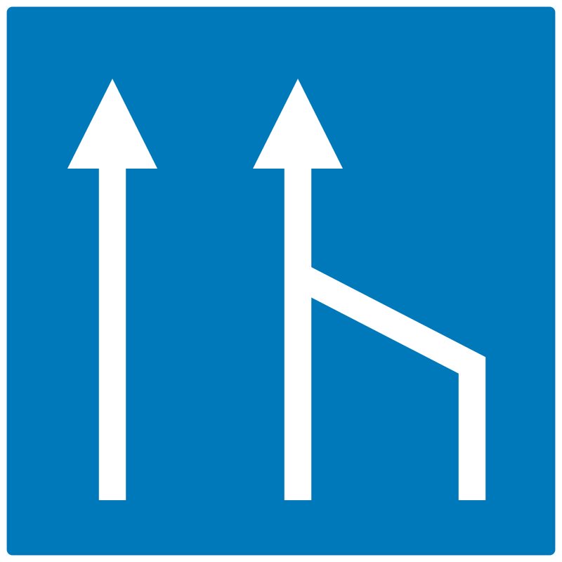 Blue square; three white stems rise from the bottom. The left and middle stems end in upward arrowheads; the right stem bends up-left to join the middle stem.