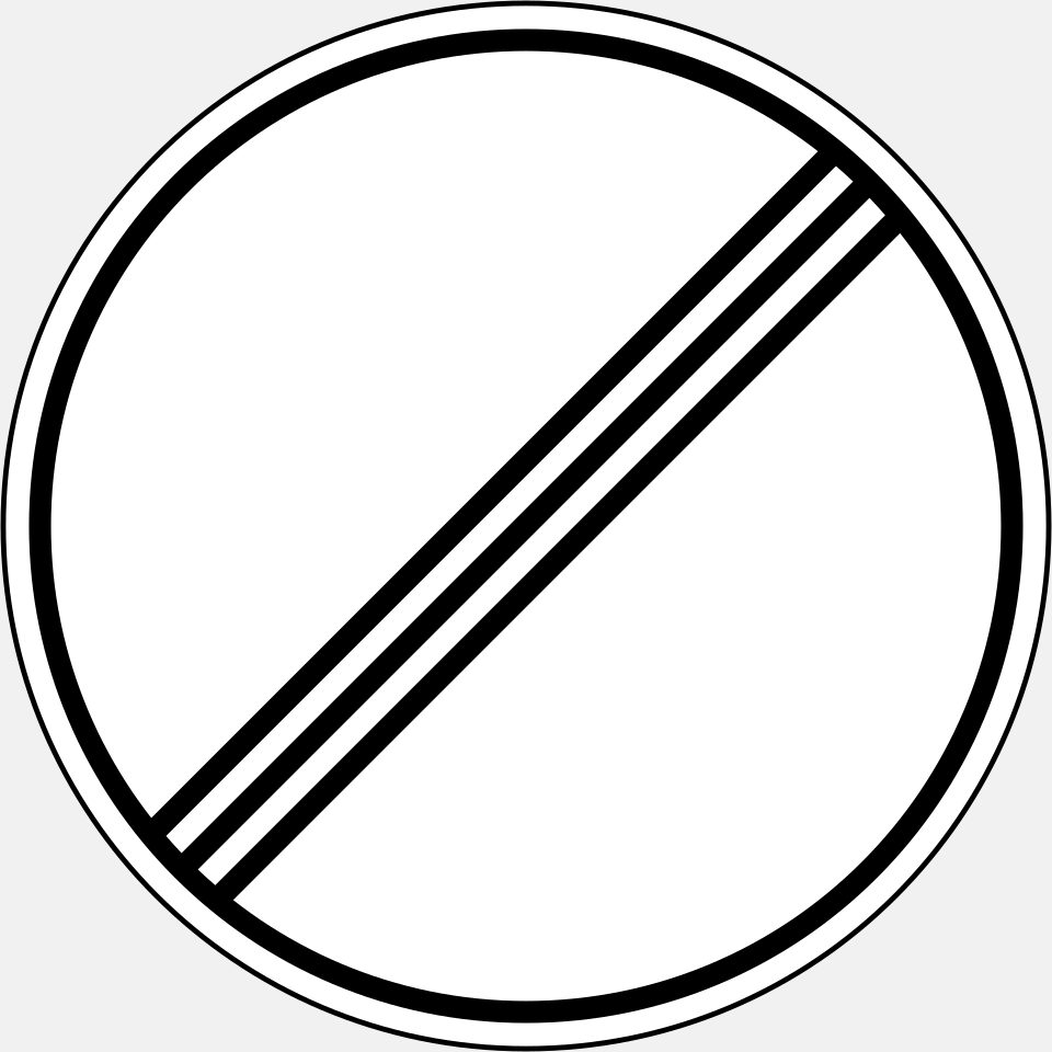 White circle with a thin black border; three parallel black diagonal lines rising from lower left to upper right.