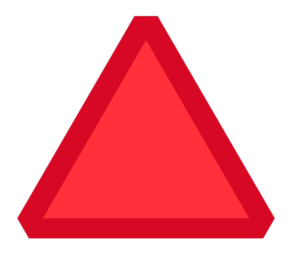 Red triangular panel with a broad border and plain centre.