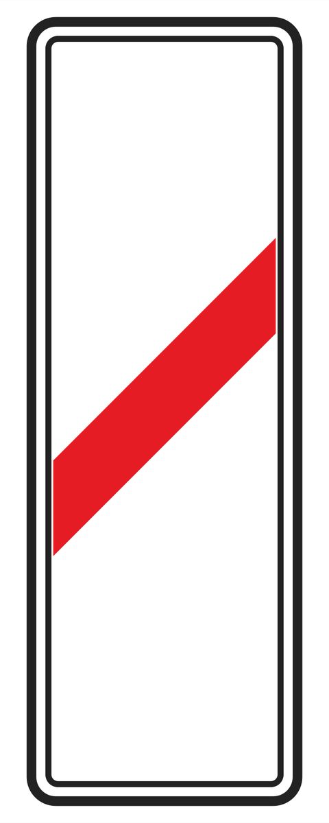 White upright rectangular board with one red diagonal stripe.